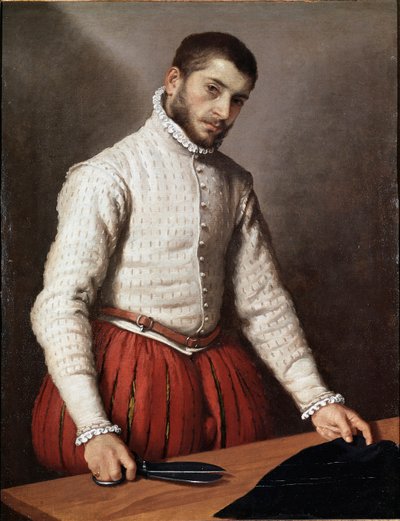 男性または「仕立て屋」の肖像 絵画 ジョヴァンバッティスタ・モローニ（Giovanbattista, Giovanni Battista）（1529年頃～1578年） 1570年 Dim.99,5x77 cm ロンドン、ナショナル・ギャラリー 作： Giovanni Battista Moroni
