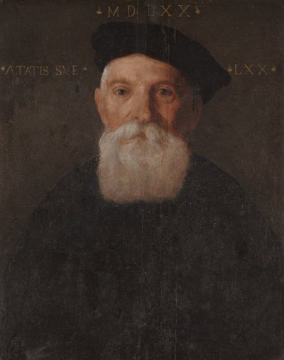 老人の肖像」（油彩・パネル 作： Giovanni Battista Moroni
