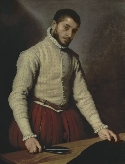 男の肖像（仕立て屋）c.1570（キャンバスに油彩） 作： Giovanni Battista Moroni