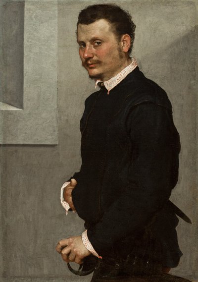 男の肖像、c.1520-24 作： Giovanni Battista Moroni