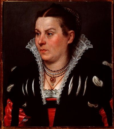 お金持ちの女性の肖像 - 油彩・キャンバス 作： Giovanni Battista Moroni