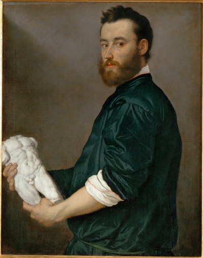 彫刻家アレッサンドロ・ヴィットリア（キャンバスに絵画） 作： Giovanni Battista Moroni