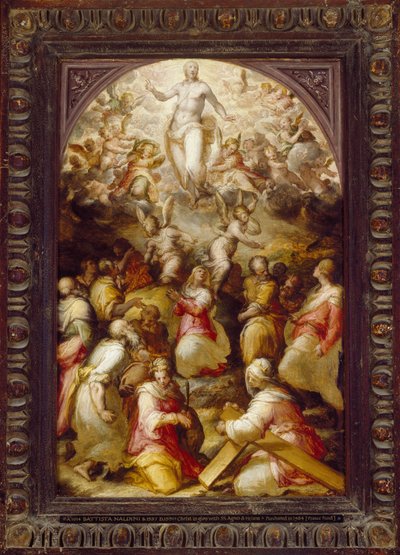 聖アグネスとヘレナと栄光のキリスト、16世紀 作： Giovanni Battista Naldini