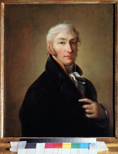 「「ロシアの作家で歴史家のニコライ・カラムジン (1766-1826) の肖像」」 ジョヴァンニ・バティスタ・ダモン・オルトラーニ (1750 年 - 1810 年頃) による絵画 1805 A. プーシキン記念博物館 サンクトペテルブルク 作： Giovanni Battista Ortolani Damon