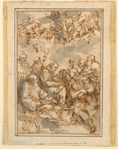 十字架と聖人の高揚 (ピサ大聖堂の絵画のデザイン) 作： Giovanni Battista Paggi
