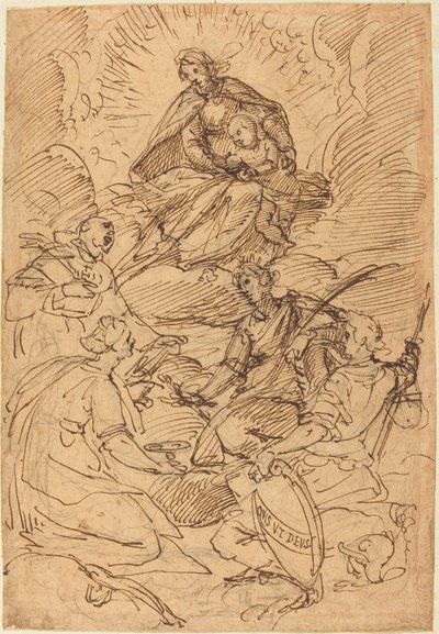 聖人に愛された栄光の聖母子 作： Giovanni Battista Paggi