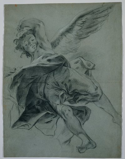 フライング・エンジェル (直腸); 楽器を演奏する手の研究 (裏面) 作： Giovanni Battista Piazzetta