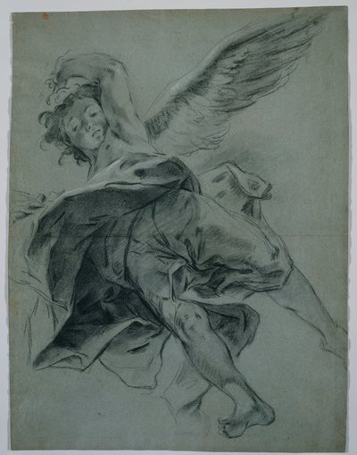 フライングエンジェルレクト、楽器の演奏の手による研究、1723-1727。 作： Giovanni Battista Piazzetta
