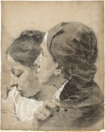 女の子を抱きしめる若い男 作： Giovanni Battista Piazzetta