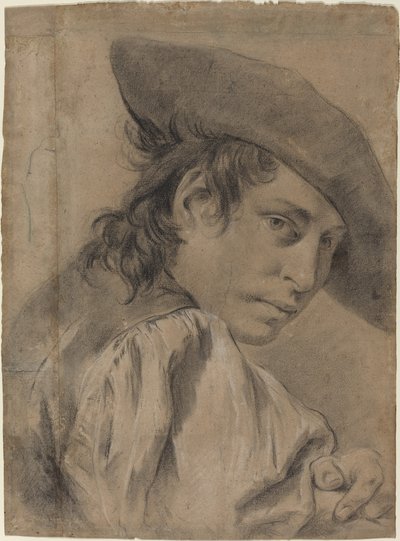 広い帽子をかぶった若者 作： Giovanni Battista Piazzetta