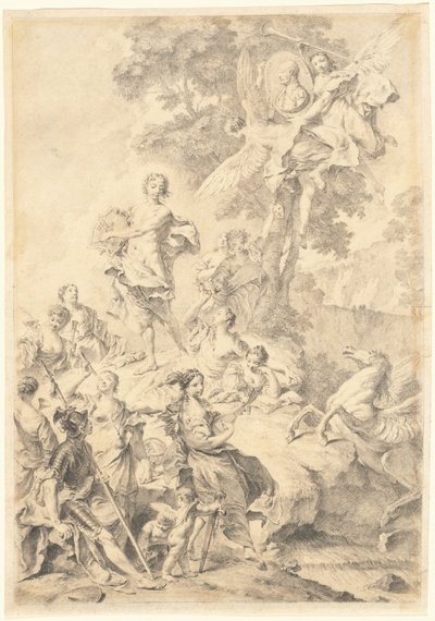 アポロ、ミューズ、マルス：タッソの賛美 作： Giovanni Battista Piazzetta