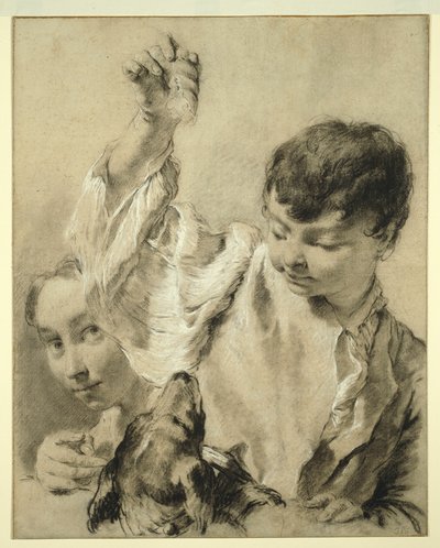 犬に餌をやるジャコモ 作： Giovanni Battista Piazzetta