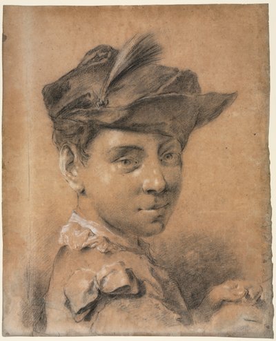 帽子をかぶった若い男の頭 作： Giovanni Battista Piazzetta