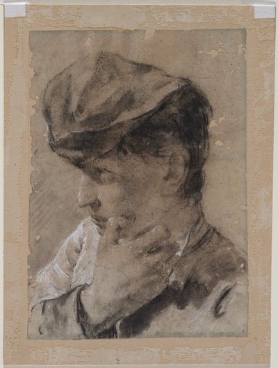 帽子をかぶった若い男の頭 作： Giovanni Battista Piazzetta