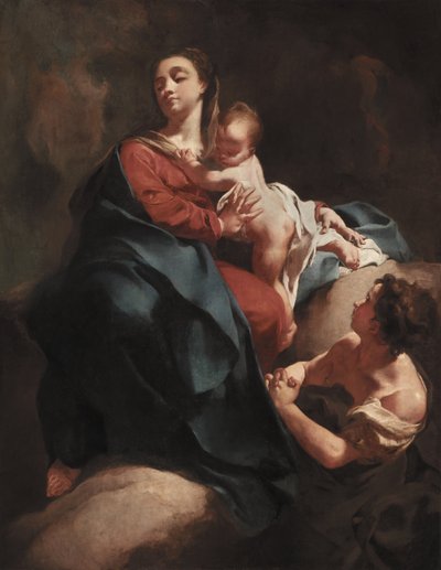 1715年から1718年までの、崇拝する姿のマドンナと子供 作： Giovanni Battista Piazzetta