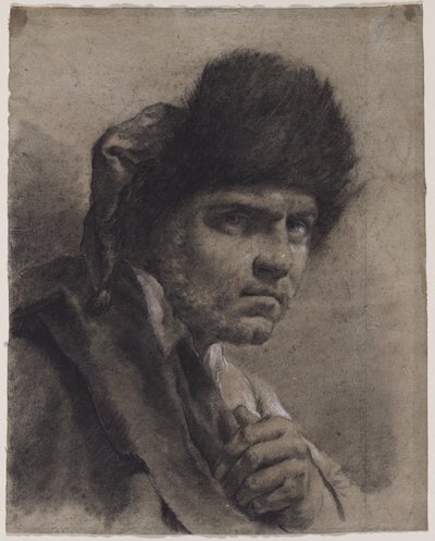 毛皮の帽子をかぶった男 作： Giovanni Battista Piazzetta