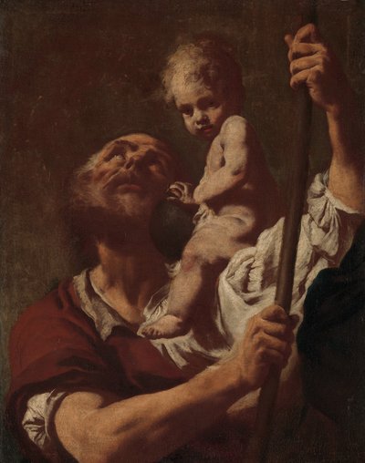幼児クリストファーを運ぶ聖クリストファー、1730年代。 作： Giovanni Battista Piazzetta