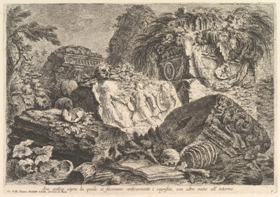 他の遺跡に囲まれて古代に犠牲が払われた古代の祭壇...、ca。 1750。 作： Giovanni Battista Piranesi