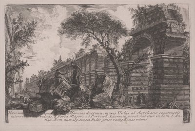 アウレリアヌスによって築かれた城壁にあるアクアマルシアの古代水道橋 作： Giovanni Battista Piranesi