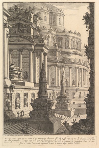 古代の霊廟はローマ皇帝の遺灰のために建立されました...、ca。 1750。 作： Giovanni Battista Piranesi