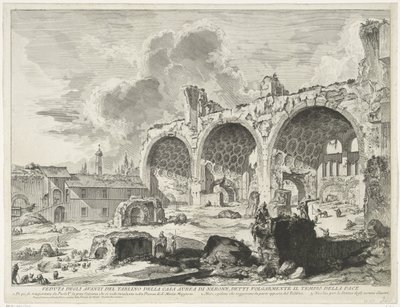 Basilica van Maxentius te Rome Veduta degli avanzi del Tablino della Casa Aurea di Nerone, detti volgarmente il Tempio della Pace (title on object) Gezichten op Rome (series title) Vedute di Roma disegnate ed incise da Giambattista Piranesi architetto V    作： Giovanni Battista Piranesi