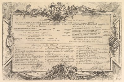 リミニ橋の側面にある最初の碑文 R... の側面にある碑文, ca. 1748年。 作： Giovanni Battista Piranesi