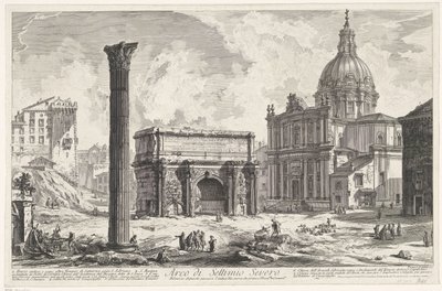 ブーグ ヴァン セプティミウス セウェルス オプ ヘット フォロ ロマーノム Arch of Septimius Sever (...) (オブジェクトのタイトル) Gezichten op Rome (シリーズタイトル) Giambattista Piranesi の建築家 Ve (nez) iano (シリーズ タイトル) によって設計および彫刻されたローマの景色 作： Giovanni Battista Piranesi