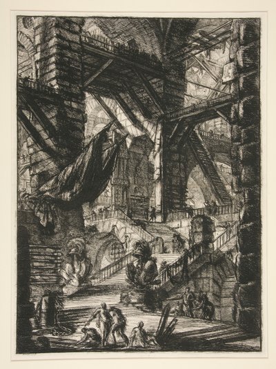 Carceri、VIII：トロフィーのある階段 作： Giovanni Battista Piranesi