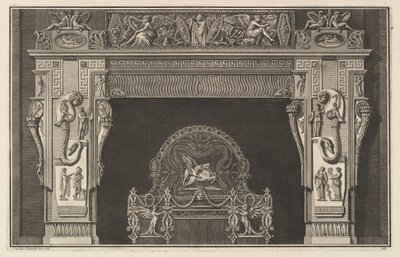 煙突の部分：まぐろのトロフィーと翼のある勝利のフリーズ、... 1769。 作： Giovanni Battista Piranesi