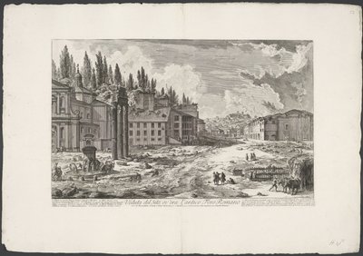Forum Romanum met de Tempel van Jupiter Stator te Rome 古代ローマのフォーラムがあったサイトのビュー (オブジェクトのタイトル) Gezichten op Rome (シリーズタイトル) Giambattista Piranesi の建築家 Ve(nez)iano によって描かれ彫刻されたローマの景色 (シリーズ タイトル) 作： Giovanni Battista Piranesi