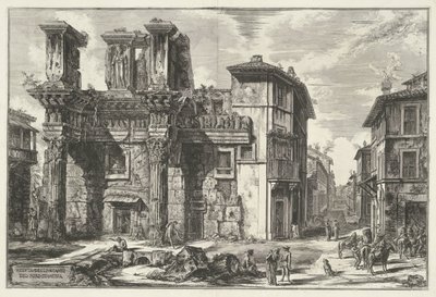 フォーラム ヴァン ネルヴァ テ ローマ ネルヴァのフォーラムの遺跡の眺め (オブジェクトのタイトル) Gezichten op Rome (シリーズタイトル) Giambattista Piranesi の建築家 Ve(nez)iano によって描かれ彫刻されたローマの景色 (シリーズ タイトル) 作： Giovanni Battista Piranesi