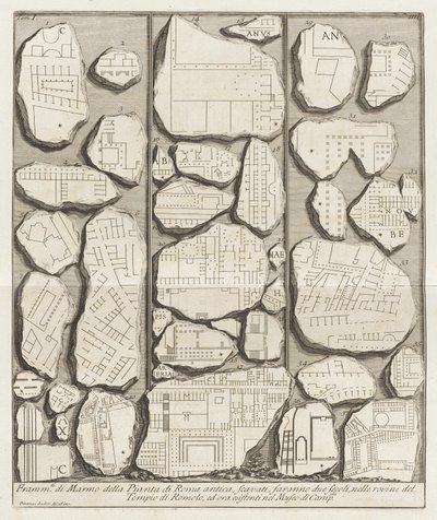 古代ローマの計画の大理石の破片 作： Giovanni Battista Piranesi