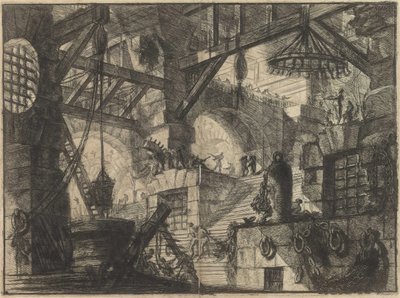ピラネージ、ジョヴァンニ・バティスタ（1720-1778）の「想像上の監獄」シリーズより。銅版画、1761年頃、個人蔵 作： Giovanni Battista Piranesi