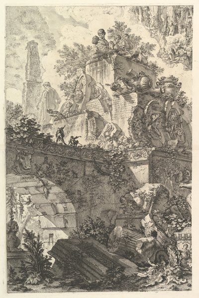 フロンティピース、ミネルヴァの像、ca。 1748年。 作： Giovanni Battista Piranesi