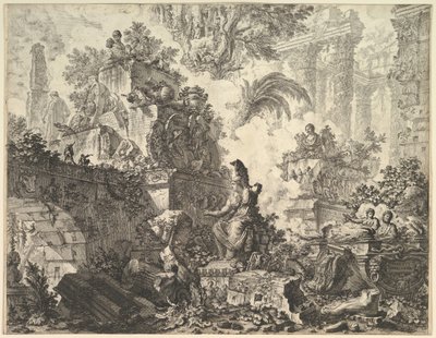 フロンティピース、ミネルヴァの像、ca。 1748年。 作： Giovanni Battista Piranesi