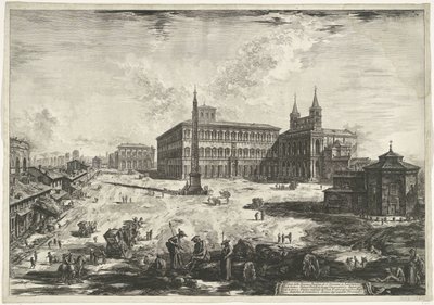 Gezicht op het Lateraan te Rome met de Sint-Jan van Lateranen 広場とラテラーノの聖ジョヴァンニ大聖堂の眺め (オブジェクトのタイトル) Gezichten op Rome (シリーズタイトル) Giambattista Piranesi の建築家 Ve(nez)ian によって描かれ彫刻されたローマの景色 作： Giovanni Battista Piranesi