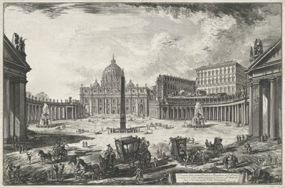 バチカン市国のサンピエトロ大聖堂のあるサンピエトロ広場の眺め Veduta della gran Piazza e Basilica di S. Pietr (...) (オブジェクトのタイトル) ローマの景色 (シリーズタイトル) Vedute di Roma disegnate ed incise da Giambattista Piranesi architetto 作： Giovanni Battista Piranesi