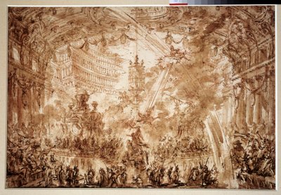 宮殿の中：2つのフライング・リネームがキャラクターを冠します。ジョバンニ・ピラネーゼ（1720-1778）のドローイング 作： Giovanni Battista Piranesi
