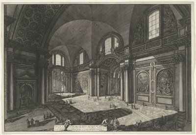 Interieur van de Santa Maria degli Angeli e dei Martiri te Rome 以前はディオクレティアヌス浴場のメイン ホールであったチェルトーザのマドンナ デッリ アニオリ教会の内部ビュー (オブジェクトのタイトル) Gezichten op Rome (シリーズタイトル) 作： Giovanni Battista Piranesi