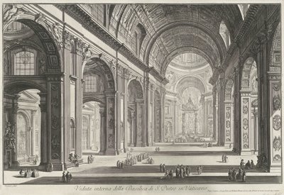 Interieur van de Sint-Pietersbasiliek te Vaticaanstad バチカンのサンピエトロ大聖堂の内部ビュー (オブジェクトのタイトル) Gezichten op Rome (シリーズタイトル) Giambattista Piranesi の建築家 Ve(nez)iano (シリーズ ti 作： Giovanni Battista Piranesi
