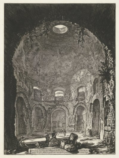 Interieur van de Tempio della Tosse bij Tivoli 咳の神殿の内部ビュー (...) (オブジェクトのタイトル) Gezichten op Rome (シリーズタイトル) Giambattista Piranesi の建築家 Ve(nez)iano によって描かれ彫刻されたローマの景色 (シリーズ タイトル) 作： Giovanni Battista Piranesi