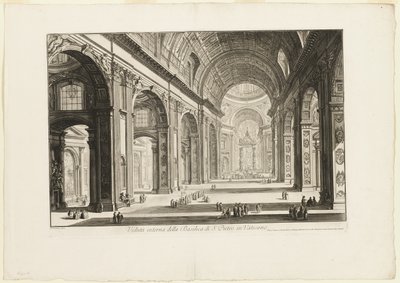 バチカン市国のサン・ピエトロ大聖堂の内観（「Views of Rome」より 作： ジョバンニ・バッティスタ・ピラネージ