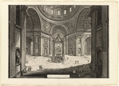 バチカン市国のサン・ピエトロ大聖堂内部、トリビューン付近（「Views of Rome」より 作： Giovanni Battista Piranesi