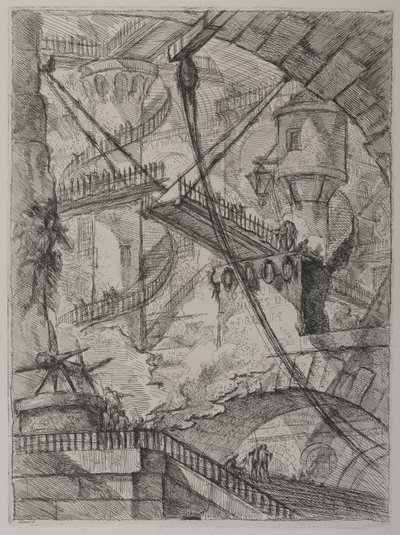 Invenzioni Capric di Carceri;ハインド7、3つの最初の状態、c。 1749（敷き紙にエッチング） 作： Giovanni Battista Piranesi