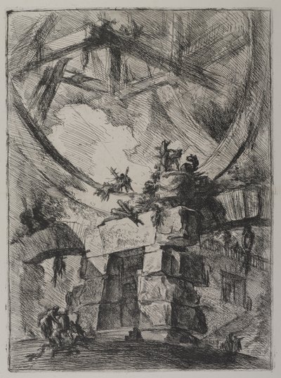 Invenzioni Capric di Carceri、Hind 9、First State of Three、c.1749（簀の紙にエッチング） 作： Giovanni Battista Piranesi