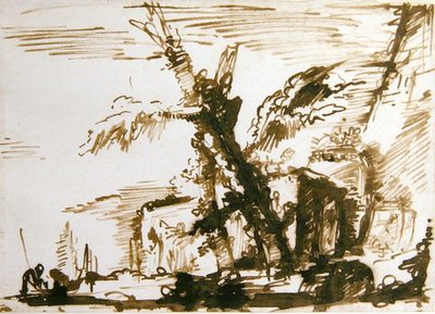 イタリア的風景（紙にペンとインク） 作： Giovanni Battista Piranesi