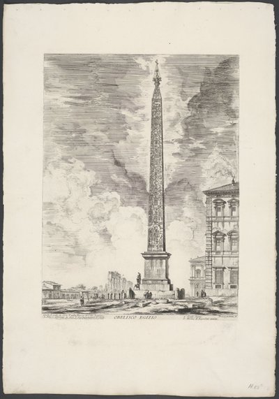 ローマのラテランのオベリスク エジプトのオベリスク (オブジェクトのタイトル) Gezicht op Rome (シリーズタイトル) Giambattista Piranesi の建築家 Ve(nez)iano によって描かれ彫刻されたローマの景色 (シリーズ タイトル) 作： Giovanni Battista Piranesi