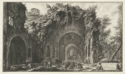 Nymphaeum van Egeria bij ローマ ポルタ・カペナまたはディ・サン・セブノの外にある噴水とスペロンシュ・デジェリアの眺め (...) (オブジェクトのタイトル) Gezichten op Rome (シリーズタイトル) Giambattista Piranesi の建築家 Ve(nez)ia によって描かれ彫刻されたローマの景色 作： Giovanni Battista Piranesi