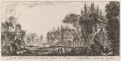 Porta S. Sebastiano の外にある古いアッピア街道の一部 作： Giovanni Battista Piranesi