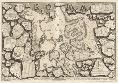 すべての古代遺跡の状況で描かれたローマの平面図 作： Giovanni Battista Piranesi